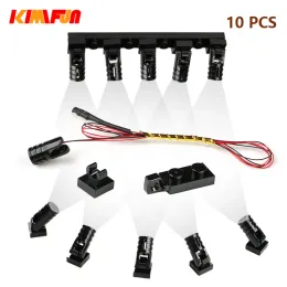 الكتل 10pcs الطرفية LED Searchlight Moc Table Table Lamp Multifunctional DIY Spotlight Black Building Block 1219