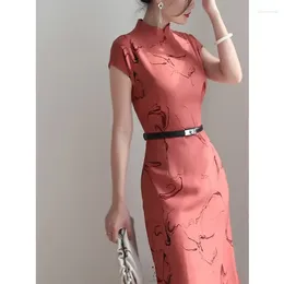 Etniska kläder 2024 vår sommar retro western stil daglig qipao förbättring klänning kvinnor vintage slim stand up collar cheongsam