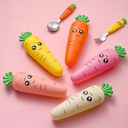 Set di stoviglie 3 pezzi da cartone animato cucchiaio di carota per alimentazione per bambini utensili per bambini set di posate per bambini simpatici gadget da cucina da cucina da cucina