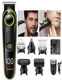 Kemei Electric Shaver Facial Body Shaving Machine Hair Clipperトリマーは男性用Beardかみそりグルーミングセットノーズと耳トリマーP08177358118