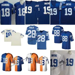 Throwback 19 Johnny Unitas Football Trikots 18 Peyton Manning 28 Marshall Faulk 88 Marvin Harrison Stitched Jersey Herren S-XXXL