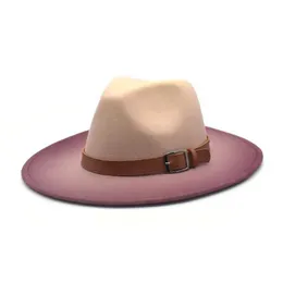 Wide BriM Hut Hats Bucket Hats Krawatte Ed Fedora Hut Jazz Hat Cowboy Hut c Cowboy Winter Fedora Hut Big Bim für Männer Jazz Hüte Zwei-Farben British Hut 2021 J240425