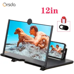 Gracze ORSDA 12 -calowe 3D telewizor mobilny Screen Magnifier HD Wzmacniacz wideo Stojak z Gamą Powiadomieniem Policjowanie Składanie