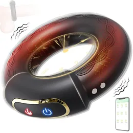 Heating Vibrator Cock Ring for Couple APP Wireless Remote Penis 10 Modes Delay Ejaculation Erection Adult Sex Toys Men 240412