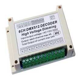 AC110V - 220V Dimning de alta tensão 6CH DMX512 Decodificador 6 canais DMX 4A CH HV DiMmer Board para incandescente L293F