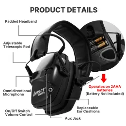 Protector New Original Tactical Electronic Shooting Earmuffs Dämpande impulsbrus, vikning lätt att bära, utomhus Antinoise -headset