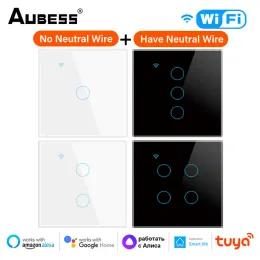 Kontrola Aubess Wi -Fi Us/EU Smart Light Switch Neutralny drut/brak neutralnego przewodu wymagane Tuya Smart Switch Praca z Alice Google Home Alexa