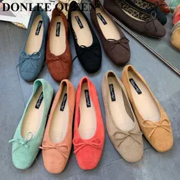 Scarpe casual Donne Flat 2024 Slip Spring su mocassini Ballet morbido Ladies Ballerina Comfort Solid Female Female Bow Knod Mujer