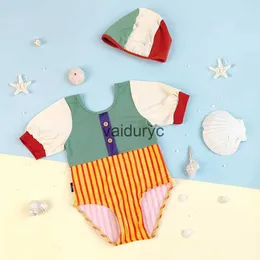 Pieces 2023 Summer Kids Swinging Tatchwork Girl Swimming Wear Baby Swimming Suit H240426