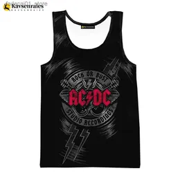 Erkek Tişörtler Moda Baskılı Kaya Mektubu 3D T-Shirt Erkek Tank Top Yaz Günlük AC DC kolsuz gömlek hip-hop büyük boy topq240426