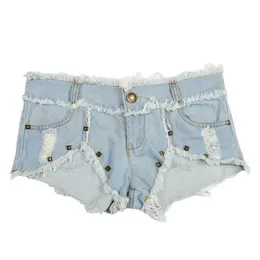 Shorts da donna Rivet Rivet Bassa vita a bassa buca jeans Short Shorts sexy in difficoltà Y240425