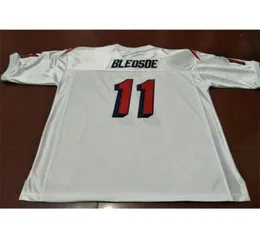 001 11 Drew Bledsoe Game slitna 1993 White Blue College Jersey Size S4XL eller Custom något namn eller nummer Jersey8449542