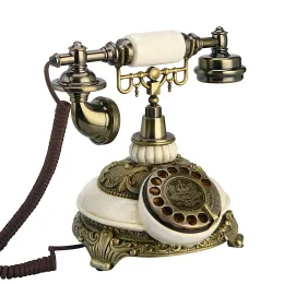 Accessoires Vintage Telefon Europäer fester Drehschild Drehschalter Antiques Festnetz Telefonbüro Home Hotel aus Harz rotem Weißgold