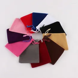 Drawstring 20Pcs/lot 7 9 Cm High Quality Custom Printed Bag Velvet Jewelry Pouch Christmas Gift Storage