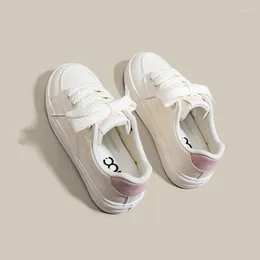 Casual Shoes 2024 Spring Leather Girls Sneakers Lace Up Nice Quality Size 35-40 Basic Style All Match For Women Autumn