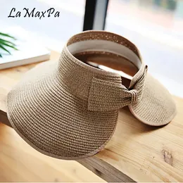 LaMaxPa Women Summer Visors Hat Foldable Sun Hat Wide Large Brim Beach Hats Straw Hat chapeau femme Beach UV Protection Cap 240425