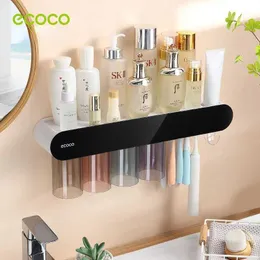 SDYU Toothbrush Holders ECOCO Magnetic Adsorption Reverse Toothbrush Rack Automatic Toothbrush Rack Squeeze Dispenser Storage Rack Bathroom Accessories 240426