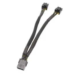 2024 جديد 25 سم مضفر y-splitter GPU Adapter Cable PCIe 8 pin female to dual 2x8 pin (6+2) Male PCI Express Power Adapter Cable for