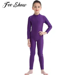 Gimnastyka Dziewczyny Dziewczyny długie rękawy Zippeed Ballet Turotards Gymnastics Dance Sport Fitness Scossuit Unitards Dzieci gimnastyka taneczna