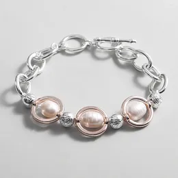 Braccialetti di fascino Amorecome Design semplice Design argento Collegamento a colori Bracciale perle di perle irregolari per donne Ladies Femmme Jewelry