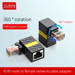 Drives Gigabit Network Adapter 90 Degree Right Angle Elbow Network Cable General Rj45 Male Female Adapter 360 Degree Rotation