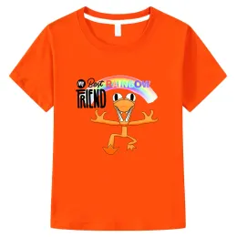 Care Rainbow Friends Orange Game Tshirt 100% Cotton Boys and Girls Teeshirt Soft Summer Short Short Children Tees Kawaii Cartoon