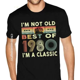 T-shirt maschile T-shirt all'ingrosso uomini migliori del 1980 40 ° compleanno Cassetta nastro vintage Ts oversize Maglietta da uomo T240425