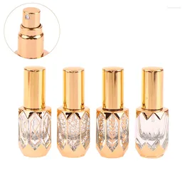 Garrafas de armazenamento 6 ml mini garrafa de spray ultra luxuoso ouro perfume portátil portátil reabastecido atomizador de névoa de álcool transparente