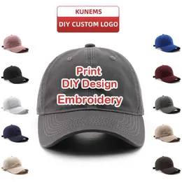 قبعات الكرة Kunems Custom Baseball Cap for Women and Men Fashion Diy Diy Hats Design Design Cotton Caps بالجملة للجنسين J240425