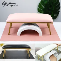 Equipment ANGNYA Nail Hand Pillow Set Heighten Nail Table Manicure Table Nail Stand Cushion Nail Mat Pad Iron Leather Arm Rest for Nails