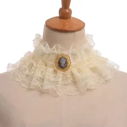 Avtagbar krage vintage Elizabethan viktoriansk hals Ruffled Ruff Cosplay Accessory 240412