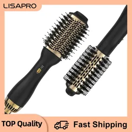 Lisapro elegante Brush de ar dourado preto 2.0 Escova de secador de cabelo de um passo e Volumizador de Styler Multifuncional escova de secador de sopro 240425