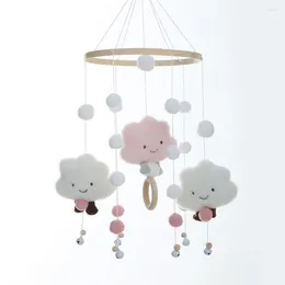 Estatuetas decorativas cama de bebê camp sino fofo de desenho animado brinquedos de nuvem longa corda nascida berço móvel chocalho girating wind rating birthday birthday presente