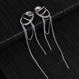 Urok 1pc srebrny kolor kryształowy mankiet mankietów do uszu na kolczykach dla kobiet błyszczący cyrkon długi łańcuch fałszywa biżuteria chrząstki