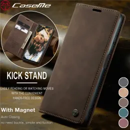 CASEME FLIP 가죽 전화 케이스에 대한 Caseme Flip Leather Phone Case 13 12 12S 11 11S 10 10S 9S 8 Xiaomi Poco X5 Pro Magnetic Wallet Card Cover Coque