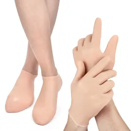 Werkzeug 1 Paar elastische Füße Pflege Socken feuchtigkeitsspendende Handschuhe Silikongel Socken Fuß Hand Spa Haut schützen Anti -Riss -Trockenheit Peeling