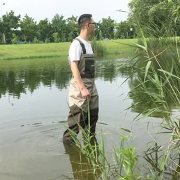 Roupas de pesca de roupas ao ar livre calças de calças de peito roupas impermeáveis ​​com pé macio de caça de bota respirável DX13039