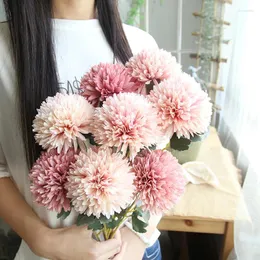 Dekorativa blommor 5st Silk Dandelion Flower Ball Fake Diy Home Garden Wedding Decoration Artificial Bouquet Presents To Girl Friend