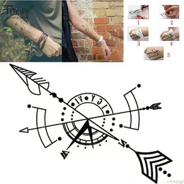 Trasferimento di tatuaggi 1pcs impermeabile tatuaggio temporaneo Compass freccia romano orologio piccolo arte flash tatuaggi tatuaggi falsi per donne uomini 240426