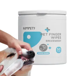 Limpos de dentes de cachorro limpando lenços de dedos descartáveis lenços molhados de dedo super macio escovas de dentes de cuidado oral 50 pcs lenços de estimação de orelhas de cachorro