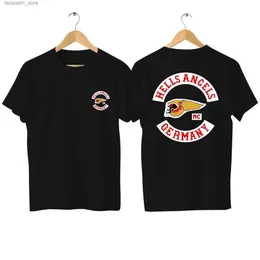 Mäns T-shirts 2024 Summer Mens bär ny ren bomullst-shirt Leisure German Motorcykelklubb nomad helvete ängel stor bekväm toppgata Q240426