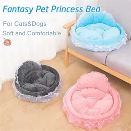 Cat Carriers Crates Houses Hanpanda Fantasy Bow lace dog bed for large dogs detachable oval pink princess pet bed basket for dog pet wedding furniture 240426