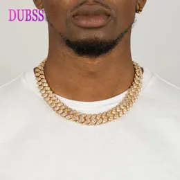 Chains DUBSS Cuban Link Chain Men Necklace Real Gold Plated Baguette Hip Hop Jewelry Christmas Gift