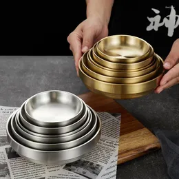 Пластины двойной золотой серебряный серебряный блюдк 304 Корейская кухня из нержавеющей стали из нержавеющей стали.