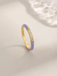 Anello da uomo con colla a goccia viola e anello del cerchio argento Sterling 925 intarsiati con design zirconsple in stile squisito 240424