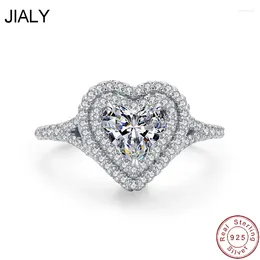 Кластерные кольца Jly Fine European Pave CZ Big Heart Love 925 Серебряное кольцо стерлингового кольца