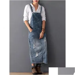 Abiti in stile Street Fashion Maxi Denim Desider Summer Ladies Spelestres fori jeans Female sciolta più taglia blu 8075 T200320 DHPME