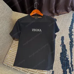 Män designer t skjortor sommarsilk t-shirt zegna kvinnor kläder runda hals bomull fast färg kort ärm thirt