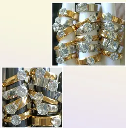 30pcs casais misturam homens mulheres zircão stainelss stainelss de aço anéis de casamento cz de casamento charme de engajamento de cristal jóias de festas anel3117590
