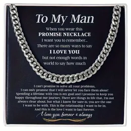 Os fios dão ao meu homem um colar de corrente cubana como uma promessa de presente para dar o colar ao colar de aniversário de jóias do homem para ele namorado 240424